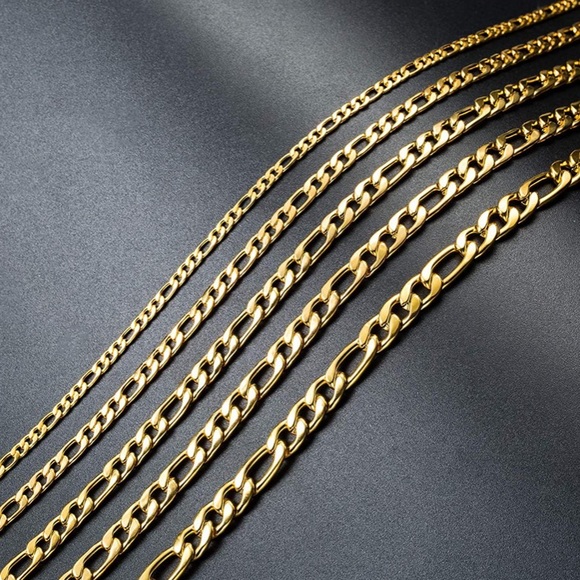 18k Gold Figaro Chain Necklace 22in Men’s Women's - Picture 4 of 10